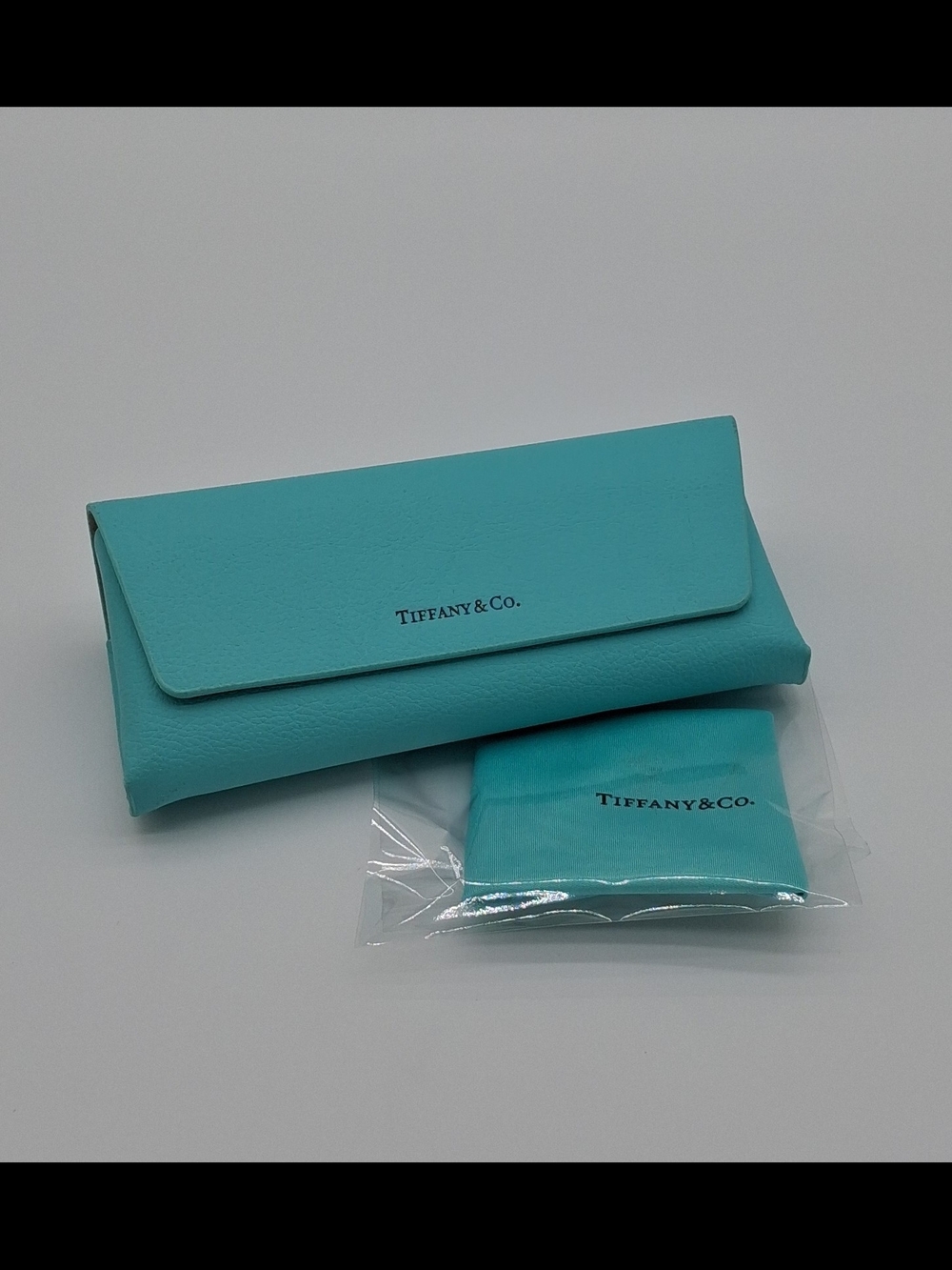 TIFFANY & CO. Blue Eyeglasses Sunglasses Case with Logo Cleaning Cloth